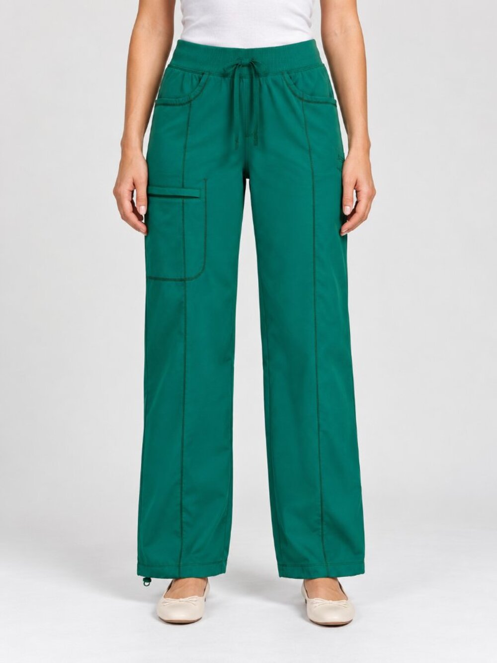 Cherokee Infinity Green XS Petite Straight Leg Cargo Scrub Pants Athleisure